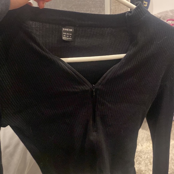 SHEIN EZwear Zip up Ribbed Kint Slim Fit Tee - Picture 3 of 6